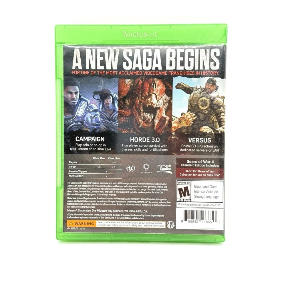 Gears of War 4 (Xbox One, 2016) Complete‎ With 4 Bonus Games